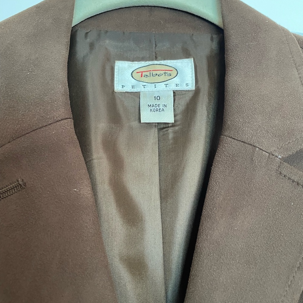 Talbots Suede like Brown Jacket Size 10 P